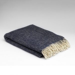 McNutt Midnight Heritage Herringbone Pure Wool Throw