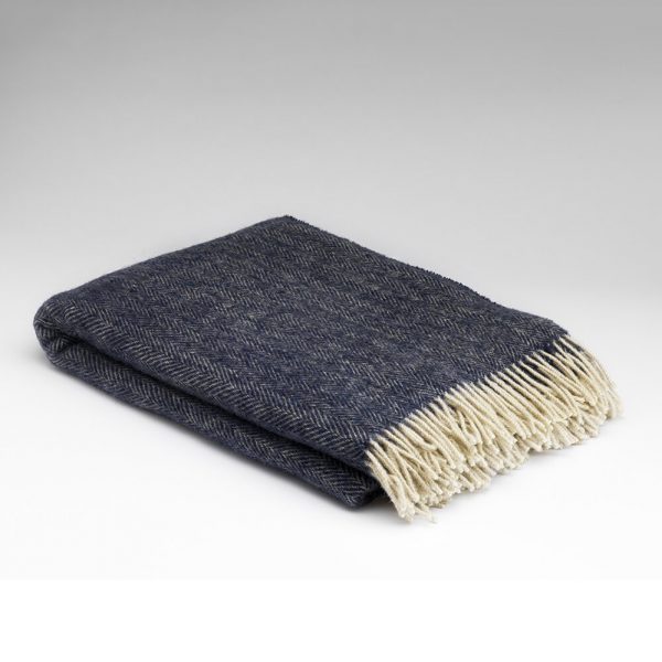 McNutt Midnight Heritage Herringbone Pure Wool Throw