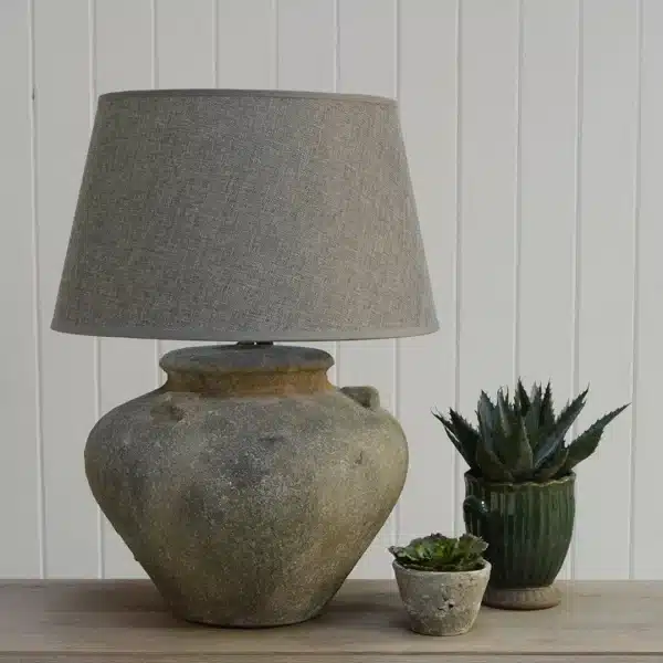 Urn Style Lamp with Grey Coulis Shade
