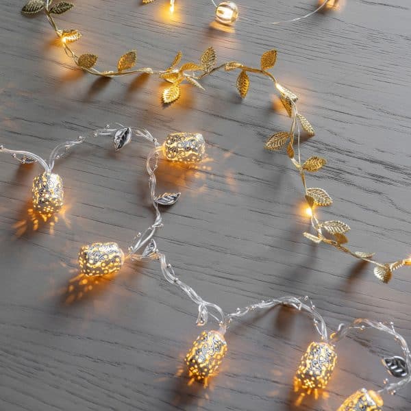 20 LED String Lights with Striped Beads