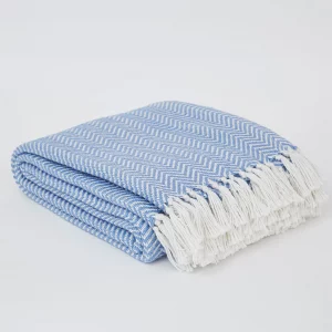 Weaver Cobalt Grey Herringbone Blanket