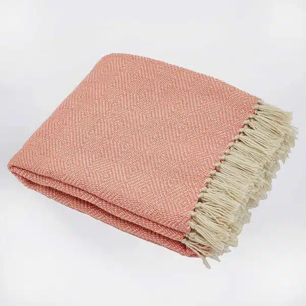 Weaver Green Diamond Blanket Coral