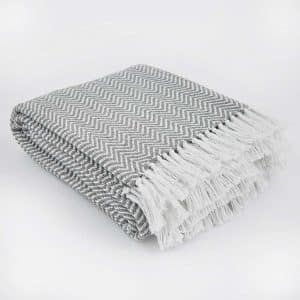 Weaver Green Herringbone Blanket Dove Grey