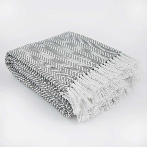 Weaver Green Herringbone Blanket Dove Grey