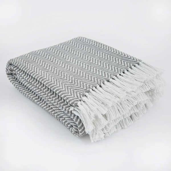 Weaver Green Herringbone Blanket Slate Grey
