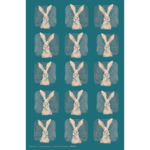 Hare on Teal Gift Wrap